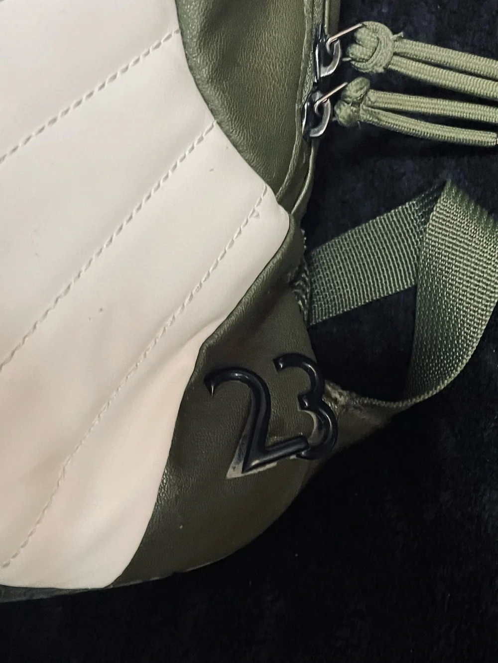 Jordan Olive Green and White Leather Backpack